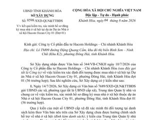 THÔNG BÁO: V/v kết quả kiểm tra, xác minh hồ sơ đăng ký mua nhà ở xã hội tại dự án Dự án Nhà ở xã hội Hacom Ocean City 01 (Đợt 01)